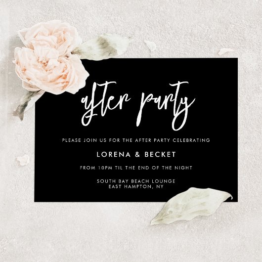 Invitation Mariage moderne noir After party contemporain
