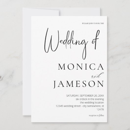 Invitation Mariage Moderne Noir & Blanc 3 (Devant)