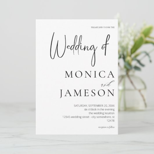 Invitation Mariage Moderne Noir & Blanc 3 (Debout devant)