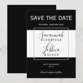 Invitation Mariage Moderne Noir, Blanc, Gris Save the Date (Devant / Derrière)