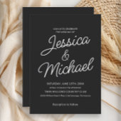 Invitation Mariage Moderne Noir Blanc Script 