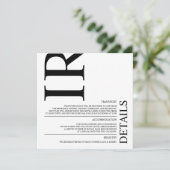 Invitation Mariage moderne noir - Détails (Debout devant)