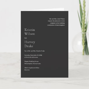 Invitation Mariage Moderne Noir Élégant
