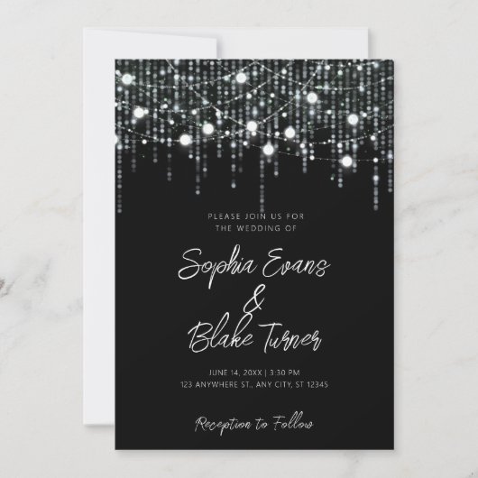 Invitation Mariage moderne noir et blanc (Devant)