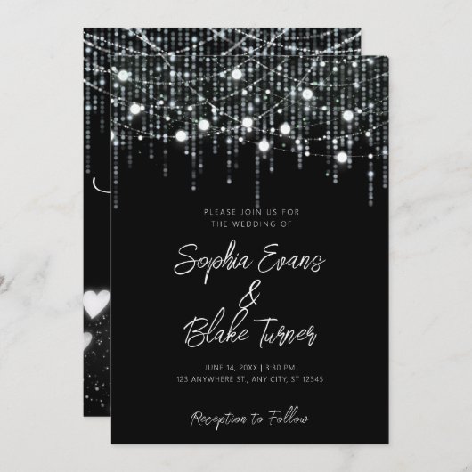 Invitation Mariage moderne noir et blanc (Devant / Derrière)