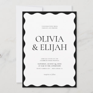 Invitation Mariage moderne noir et blanc