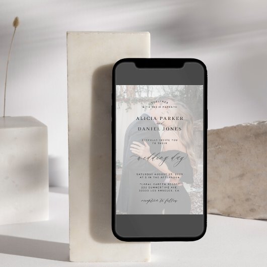 Invitation Mariage moderne noir et blanc