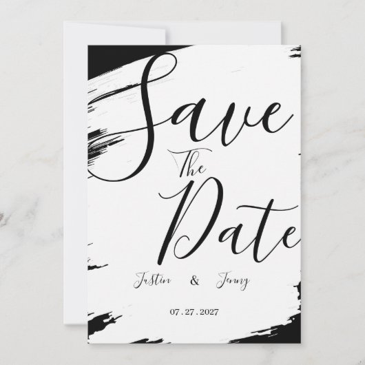 Invitation Mariage moderne noir et blanc (Devant)