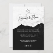Invitation Mariage moderne noir et blanc | Code QR du site (Devant)