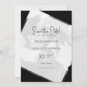 Invitation Mariage moderne noir et blanc Enregistrer la date (Devant)
