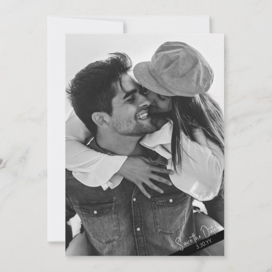 Invitation Mariage moderne noir et blanc Enregistrer la date (Dos)