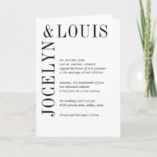 Invitation Mariage Moderne Noir et Blanc Gras