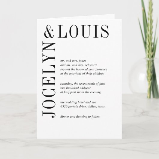 Invitation Mariage Moderne Noir et Blanc Gras (Devant)
