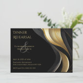 Invitation Mariage moderne noir et or (Debout devant)