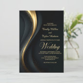 Invitation Mariage Moderne Noir et Or (Debout devant)