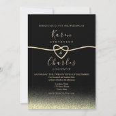 Invitation Mariage moderne noir et or (Devant)