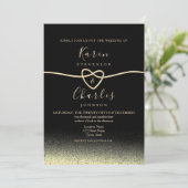 Invitation Mariage moderne noir et or (Debout devant)