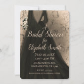 Invitation Mariage Moderne Noir Et Rose Pêche Glamour (Devant)