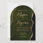 Invitation Mariage moderne Olive Green Agate Script Arche (Devant)