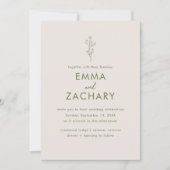 Invitation Mariage Moderne Olive Verte & Grise (Devant)