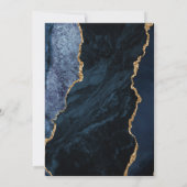 Invitation Mariage Moderne Or Agate Bleu Clair (Dos)