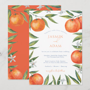 Invitation Mariage Moderne Orange Citrus Méditerranéen