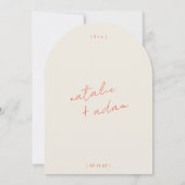 Invitation Mariage Moderne Orange Rétro Amusant Caprice Arqué (Dos)