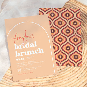 Invitation Mariage Moderne Orange Rétro Archi Brunch Enterrem