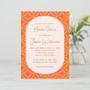 Invitation Mariage Moderne Orange Rétro Calligraphie Fête de