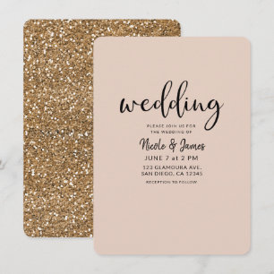 Invitation Mariage Moderne Paillettes Dorées Tendance TOUTE C