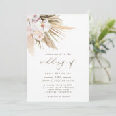 Invitation Mariage moderne Pampas Grass & Calligraphie (Debout devant)
