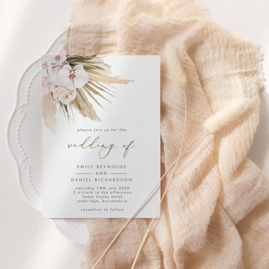 Invitation Mariage moderne Pampas Grass & Calligraphie