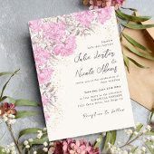 Invitation Mariage moderne Pastel Mauve Wild Fleurs Roses