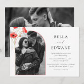 Invitation Mariage moderne Pavot rouge Aquarelle Fleurs (Devant / Derrière)