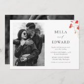 Invitation Mariage moderne Pavot rouge Aquarelle Fleurs (Devant / Derrière)