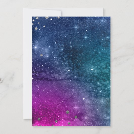 Invitation Mariage moderne Peacock Blue Silver Aquarelle (Dos)