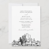 Invitation Mariage moderne Phoenix Skyline noir et blanc (Devant)