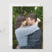 Invitation Mariage moderne photo bleu chic (Devant)