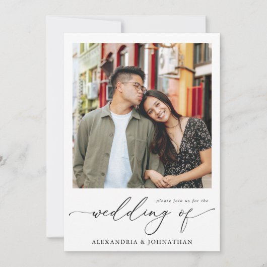 Invitation Mariage moderne photo instantanée (Devant)