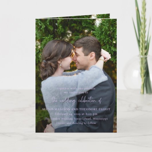 Invitation Mariage Moderne Photo Lilas Chic (Devant)