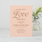 Invitation Mariage Moderne Pizza Répétition Douce Pêche (Debout devant)