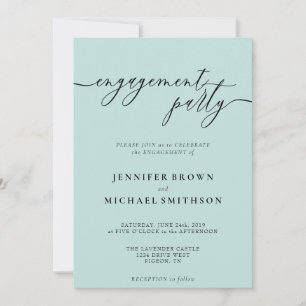 Invitation Mariage moderne propre bleu bébé Fête de fiançaill