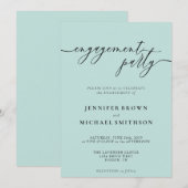 Invitation Mariage moderne propre bleu bébé Fête de fiançaill (Devant / Derrière)