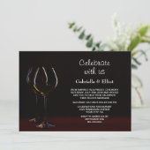 Invitation Mariage Moderne Réception Verre à Vin Noir Fête (Debout devant)