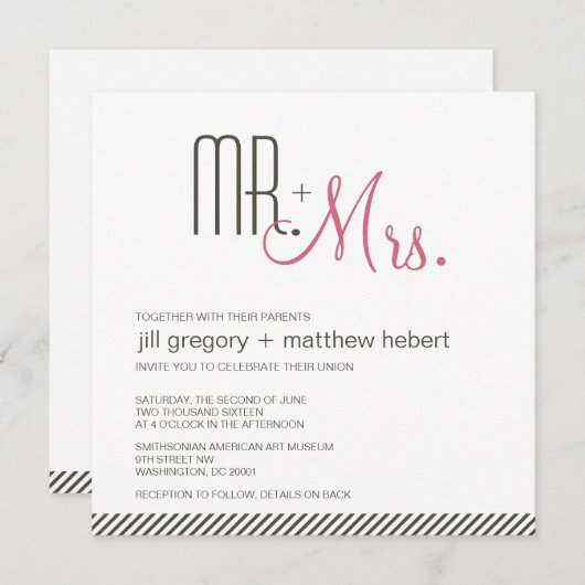 Invitation Mariage moderne rétro (Devant / Derrière)