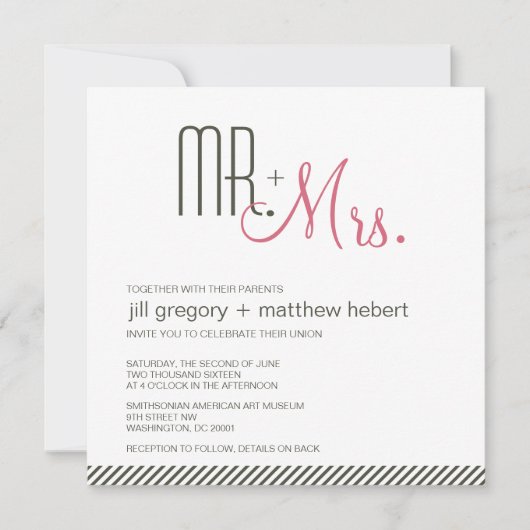 Invitation Mariage moderne rétro (Devant)