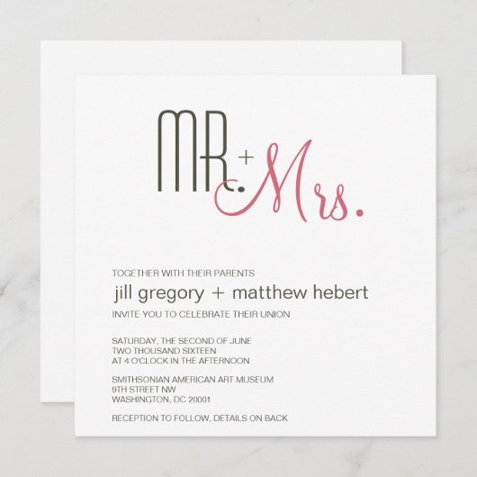 Invitation Mariage moderne rétro (Devant / Derrière)