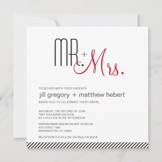 Invitation Mariage moderne rétro (Devant)