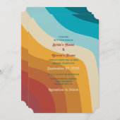 Invitation Mariage moderne Retro 70 coloré Rainbow Waves (Devant / Derrière)