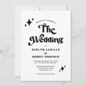 Invitation Mariage Moderne Rétro Noir et Blanc (Devant)